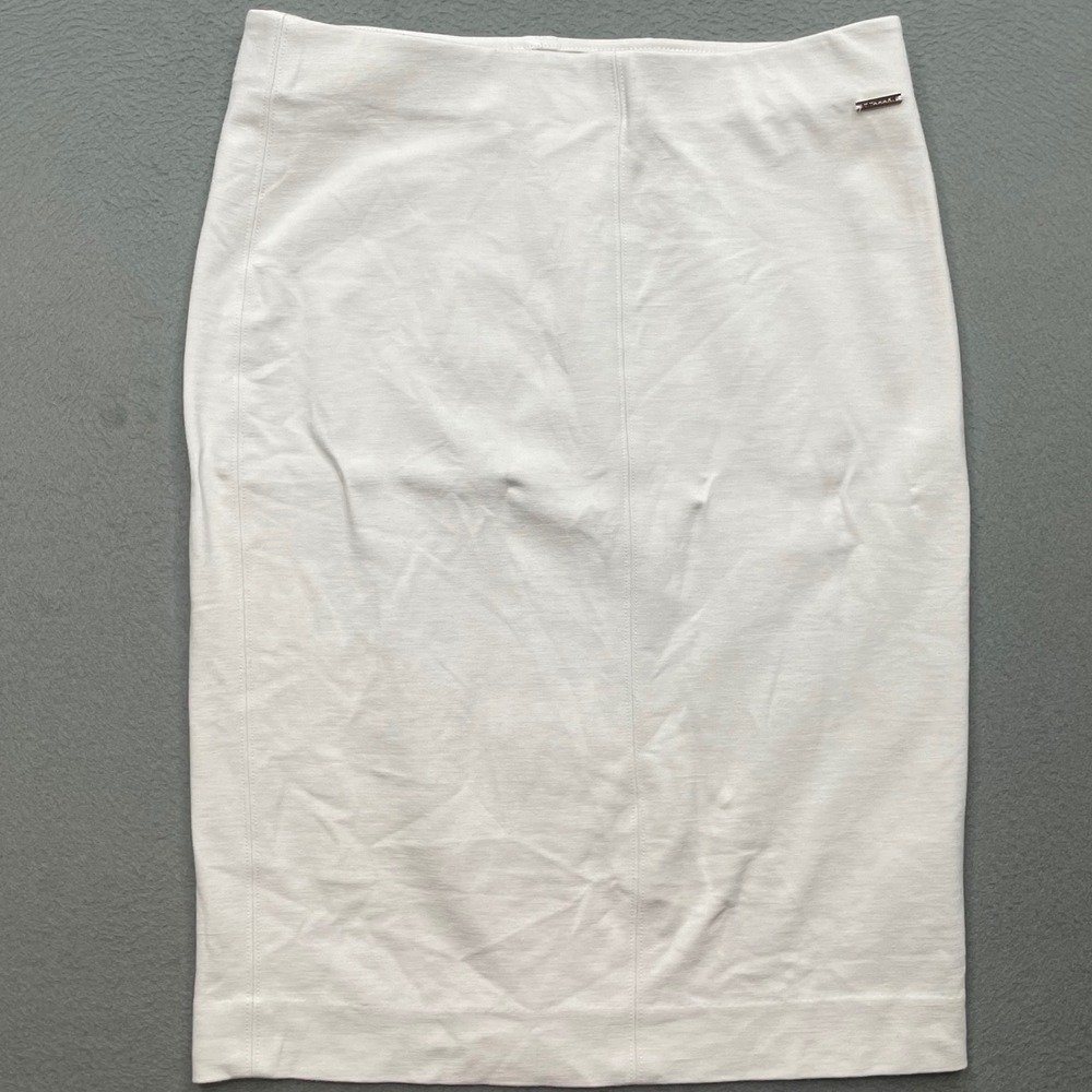 Tahari Women Pencil Skirt White Viscose Blend Medium Minimalist Office Wear